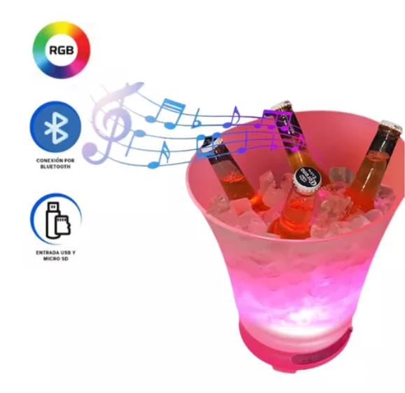 Hielera con parlante bluetooth led